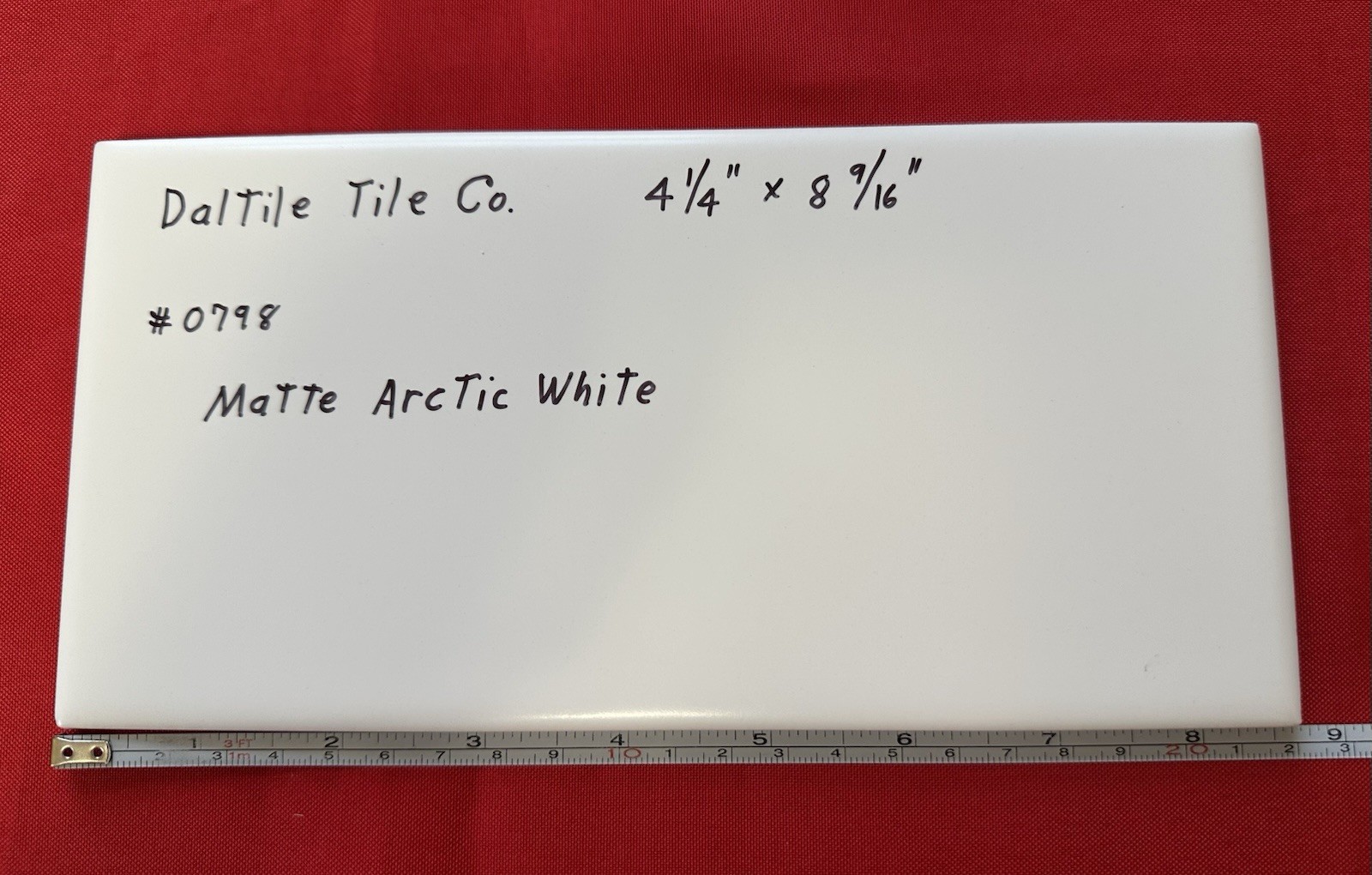 1 pc. Arctic White: 4-1/4″ X 8-9/16″ Matte Ceramic Tile by Daltile #0798, NEW