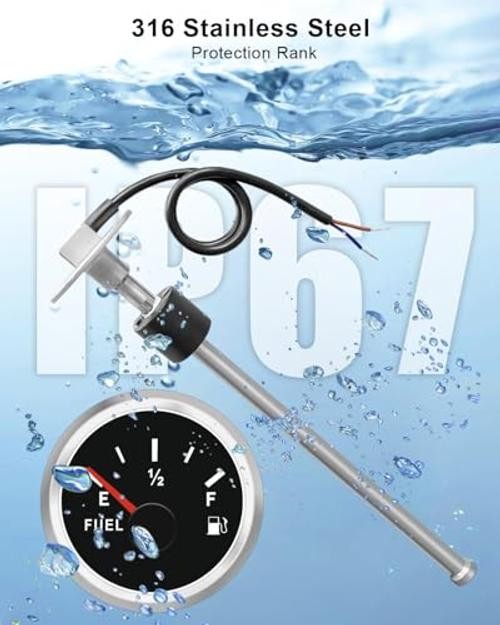 (380mm) Fuel Level Sending Unit and Boat Fuel Level Gauge for 240-33 ohm 15″