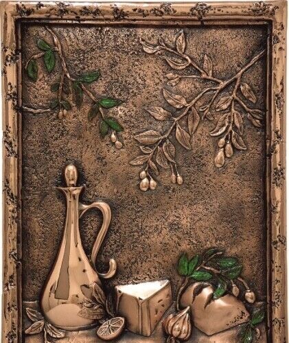 Olives and Bread – Kitchen Backsplash Mural, Copper, 19″ x 27″, New