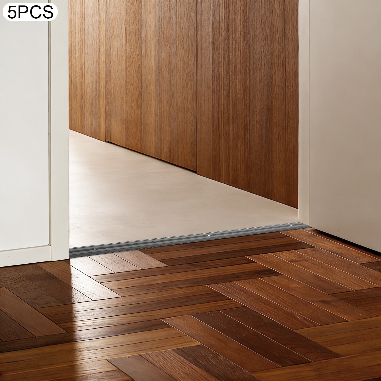 Aluminum Floor Transition Strips Set Of 5 90 × 6 × 1 cm Black