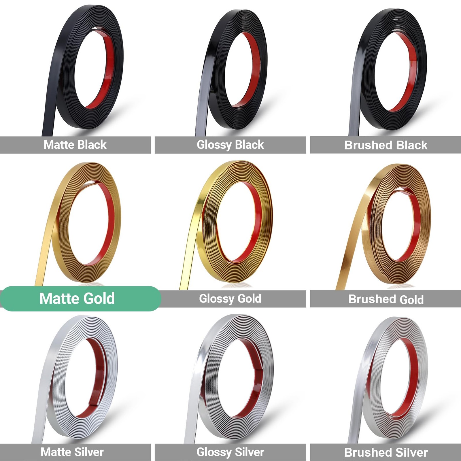 196.8″ x 1.5″ Matte Gold Molding & Wall Trim, Flexible Peel and Stick Decorat…