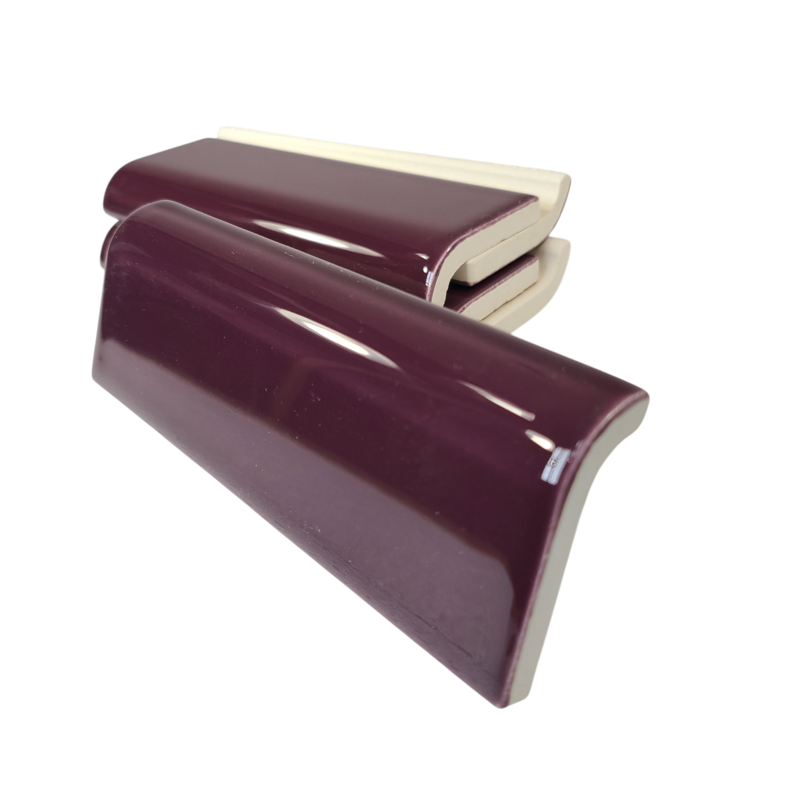 Purple Plum Ceramic Tile Mud Cap Bullnose Mudcap Subway Trim Shower Backsplash