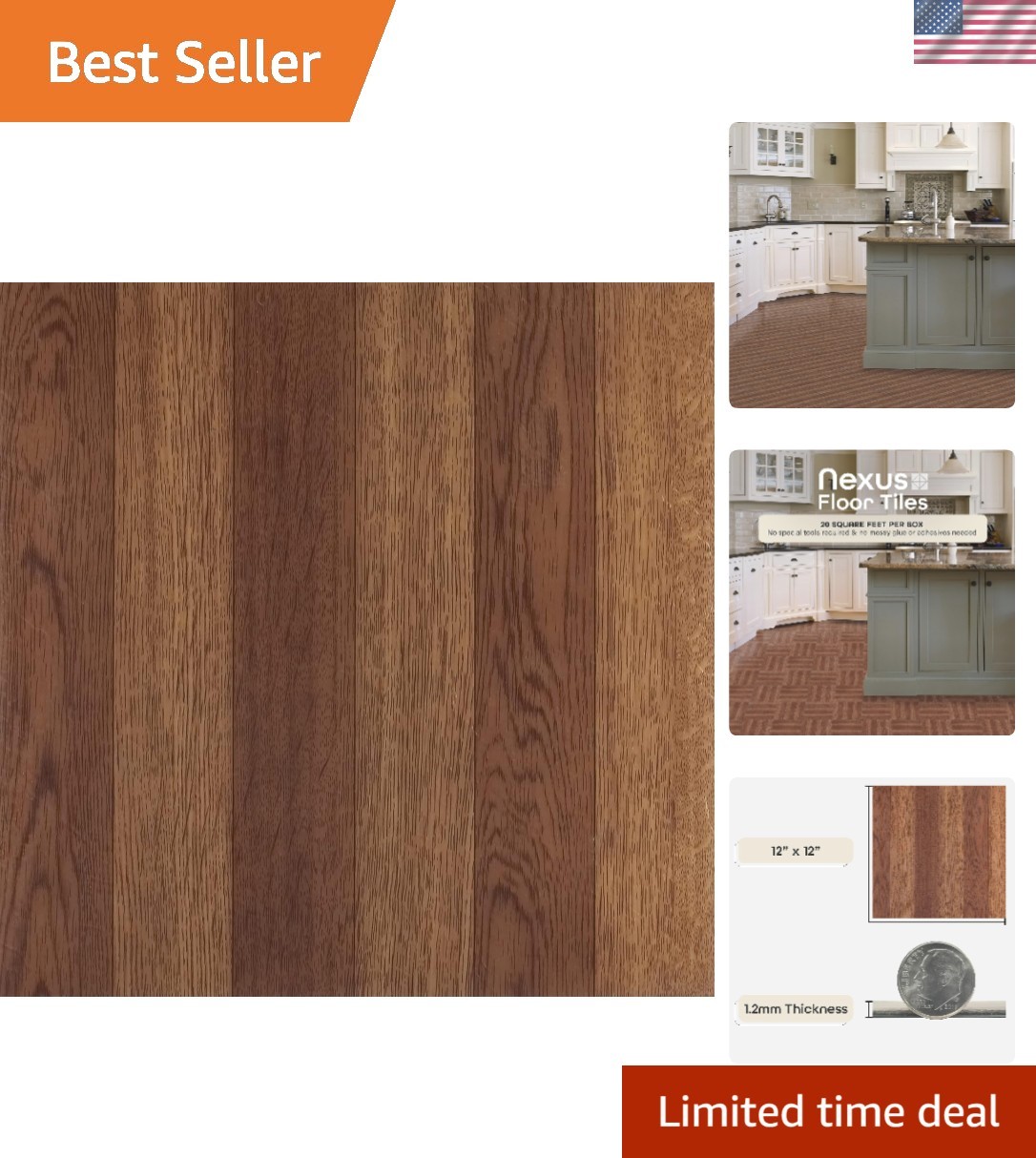 Affordable DIY 12-Inch Vinyl Floor Tiles – Medium Oak, 20 Tiles