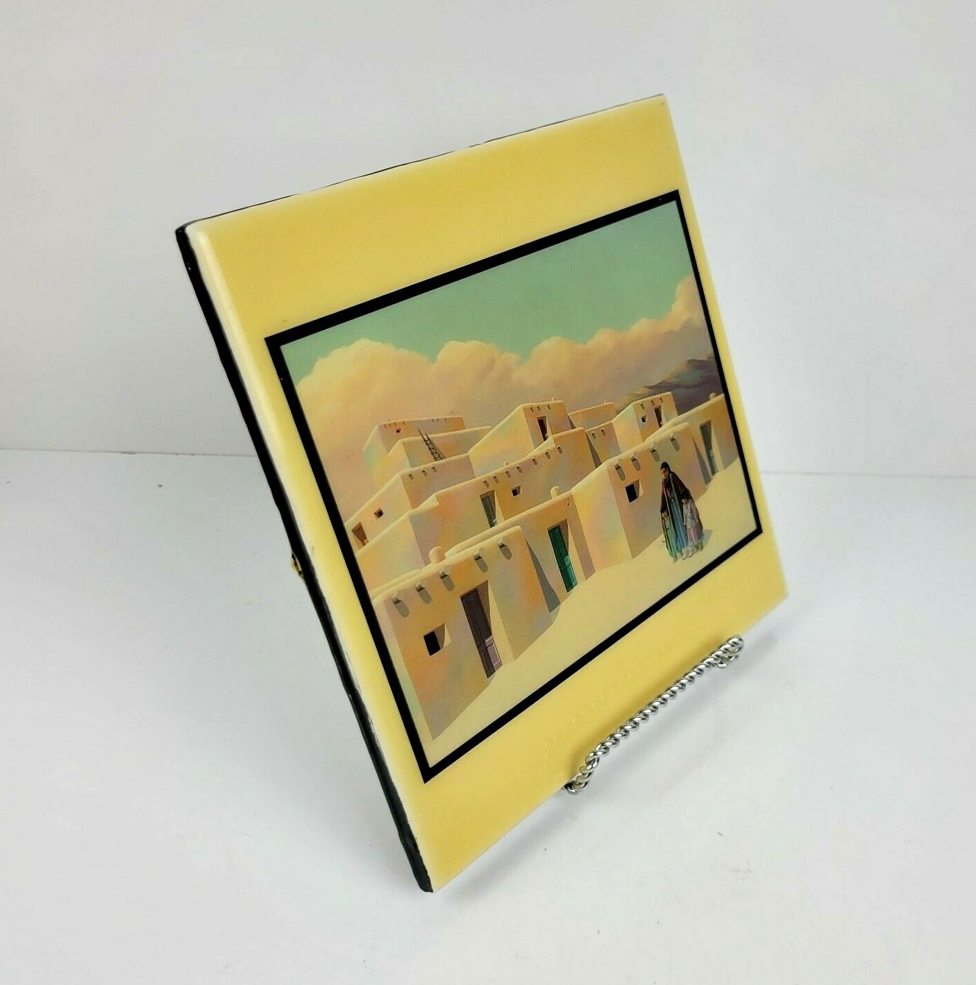 Deborah Hiatt Ceramic Art Tile “Sheltered Hearts” Art Co. 8″ x 8″ Made in USA