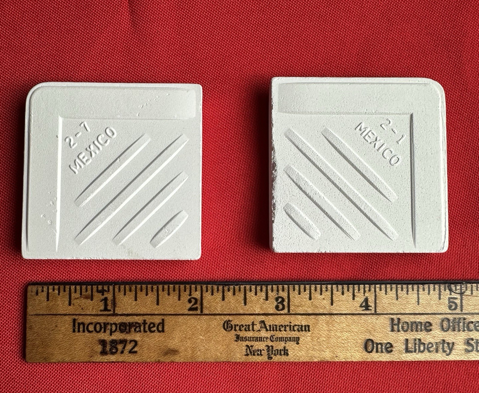 2 pcs. #SL11 Gloss Biscuit: 2″ X 2″ X 5/16″ Ceramic Flat Bullnose Corner Tiles