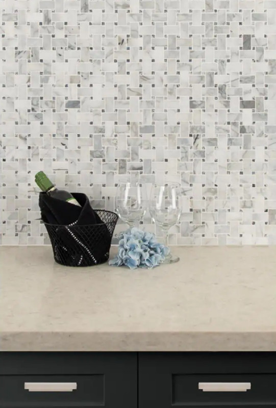 MSI Calacatta Cressa Basket Weave 11.38×12.38 Honed Marble Look Floor Wall Tile