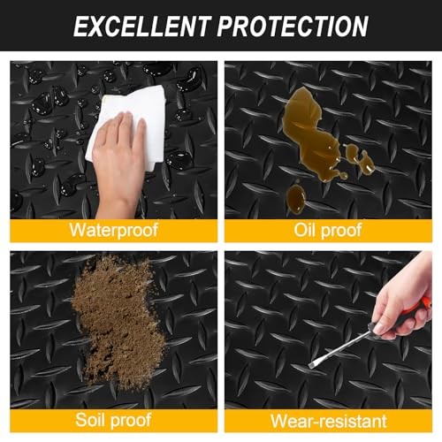 4x8FT Garage Floor Mat, 2.8mm Thickened Flooring Roll for Under 4*8FT Black