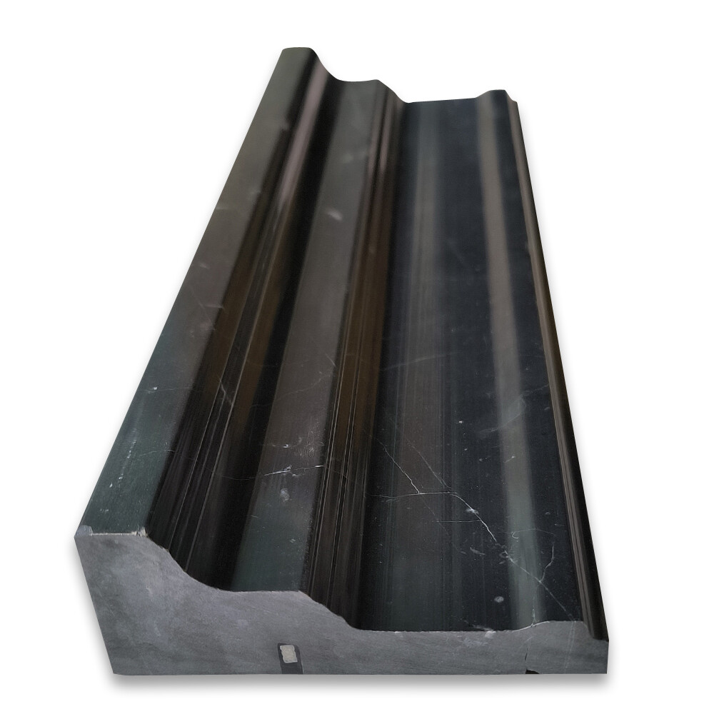 N02P Nero Marquina Black Marble Large Cap Crown Square Edge Trim Molding