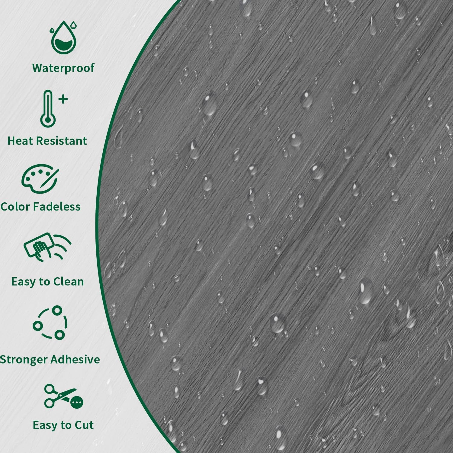 Peel & Stick Floor Tile 11.8″ x 118″ Vinyl Flooring Roll PVC Wood Grey 1PC
