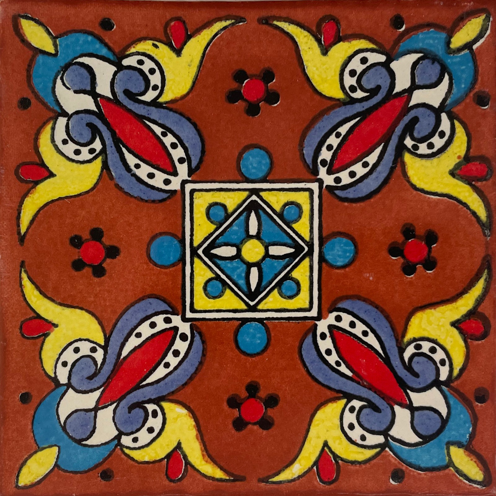 4.2×4.2 9 pcs Terracotta Oasis Mexican Clay Tile Handmade Talavera Backsplash