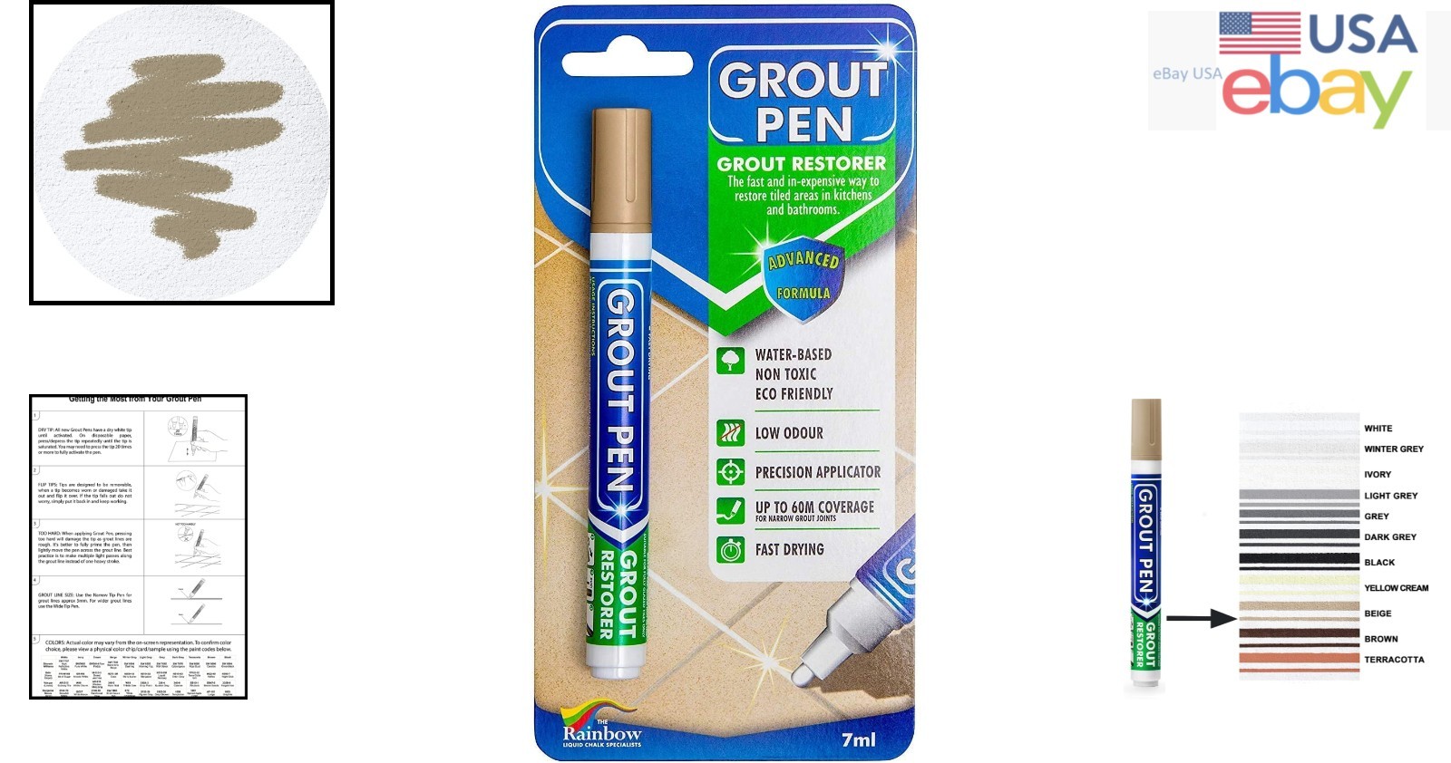 Beige Grout Pen for Tile, Floor, and Shower – Waterproof Colorant & Sealer