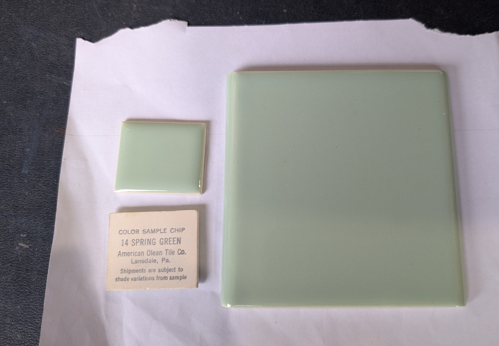 2 Pcs Ceramic Tile #14 Spring Green Double Bullnose Thinset S7449 Parallel Edges