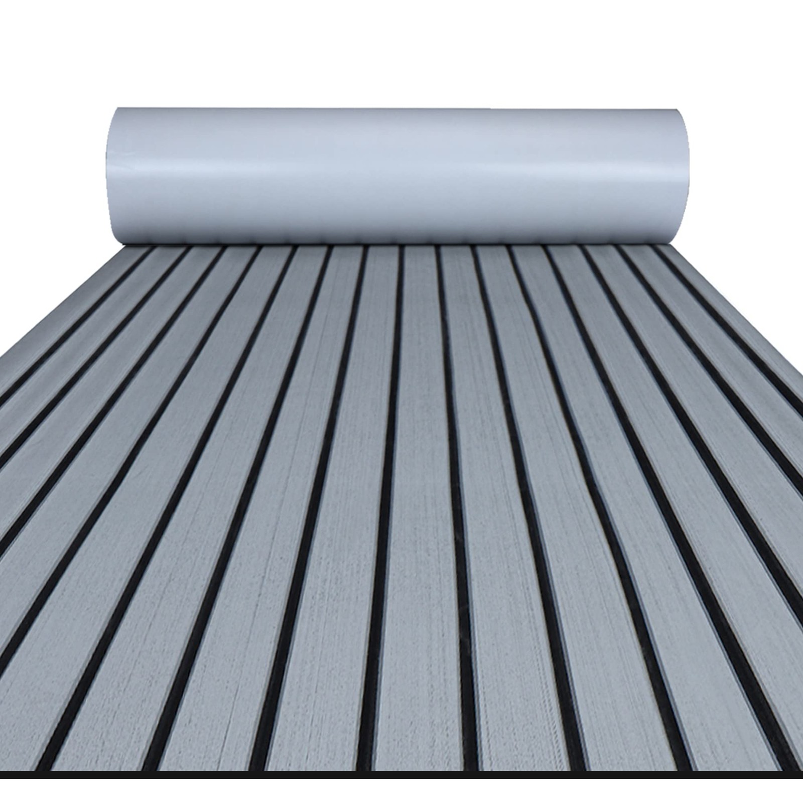 EVA Foam Boat Decking Faux Teak Marine Mat for Yacht RV Kayak, 94.5″x15.7″ Grey
