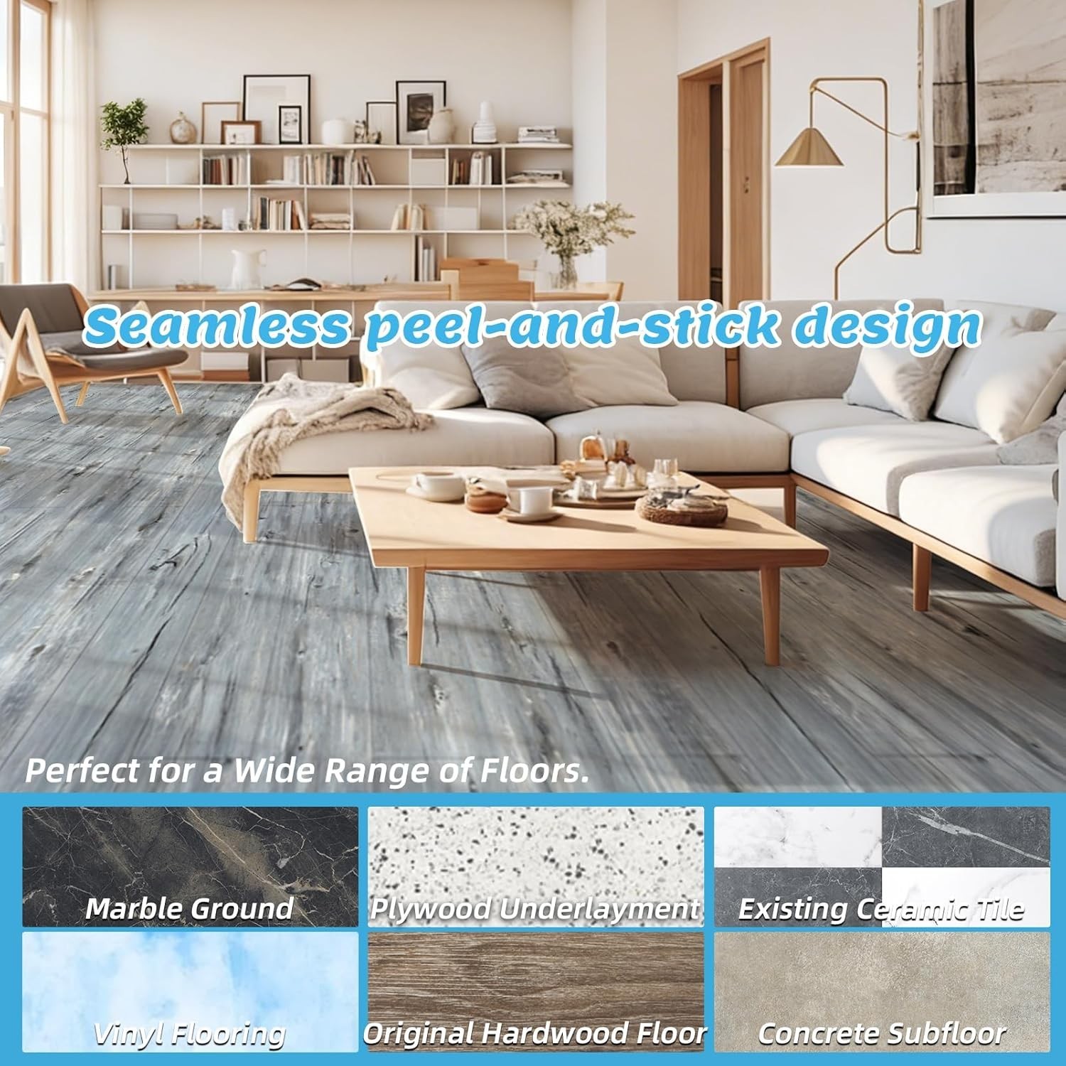 15 Sq.ft Peel and Stick Floor Tiles, 10Pcs Luxury Vinyl Plank Flooring Wood L…