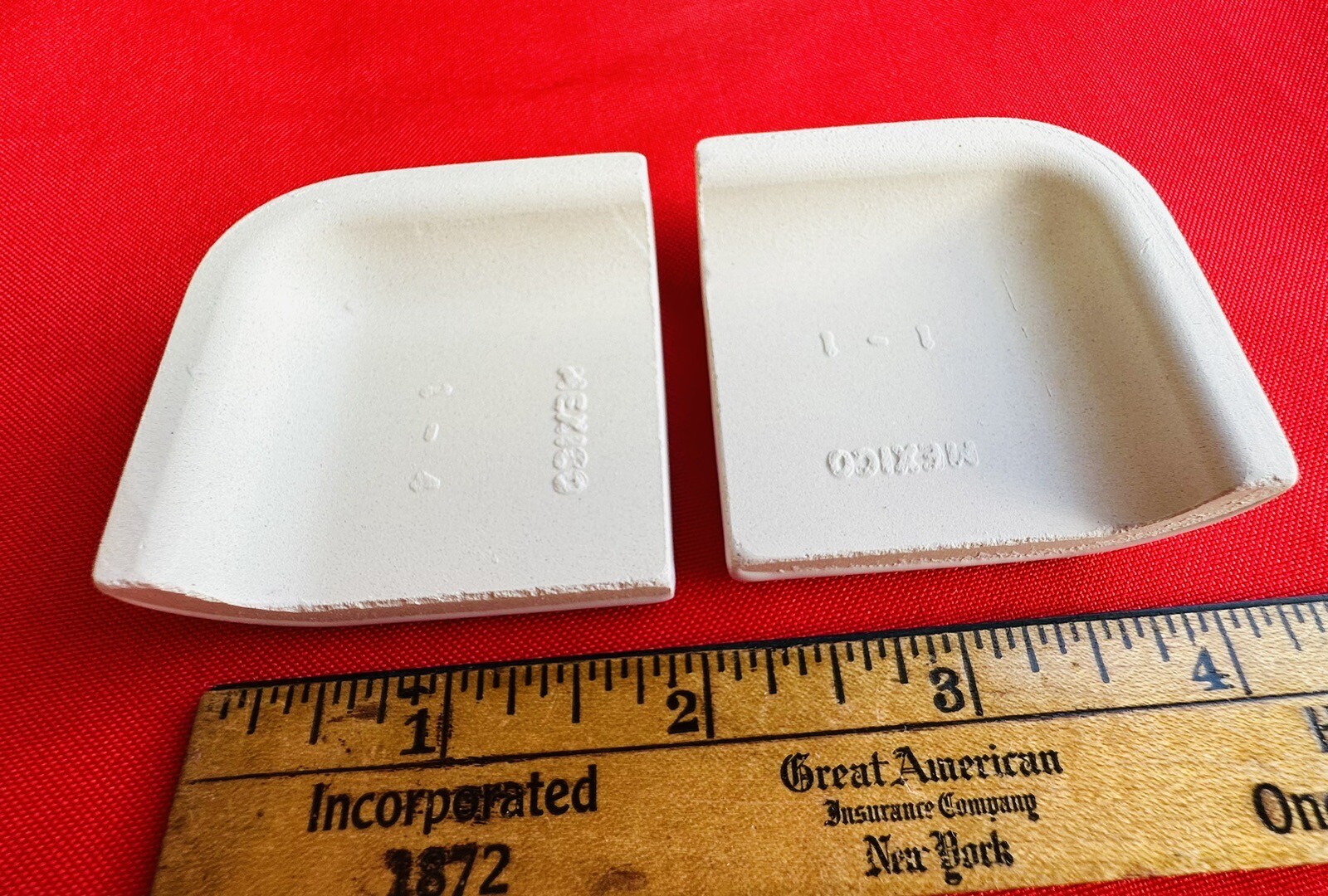 2 pcs. Glossy Arctic White: 2″ X 2″ Ceramic Radius Corner Bullnose Tiles, New