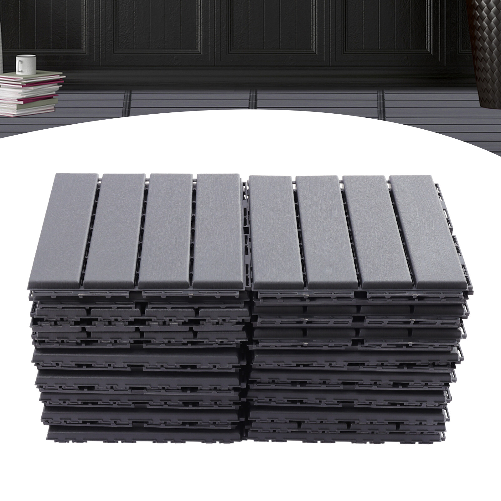 30PCS Outdoor Deck Patio Tiles Interlocking Flooring Tiles Set Replacement Tiles