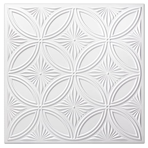PVC Drop Ceiling Tile 2×2 ft White 12 Pack Glue Up 24×24 Panels Ceiling Wall