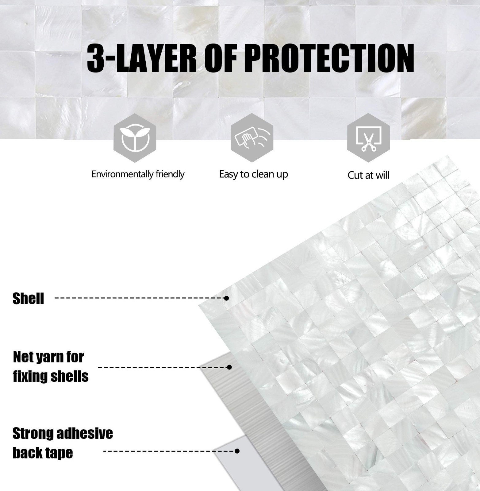 Peel and Stick Mother of Pearl Mosaic Shell Tiles – Self-Adhesive Wall Decor, 1
