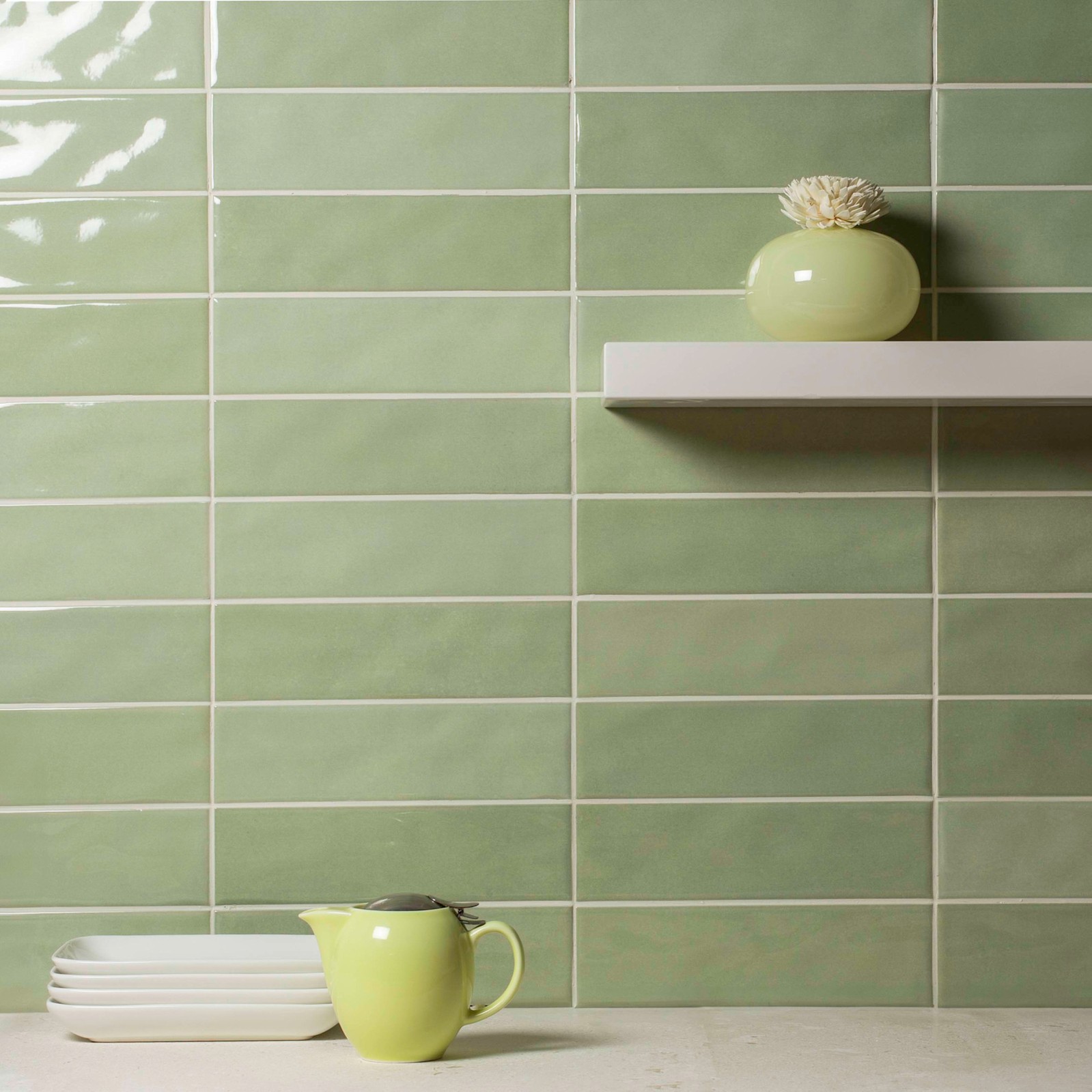 Cruz Bay Studio MKT75 Countryside – 3″ x 10″ Rectangle Wall Tile – Meadow Gloss