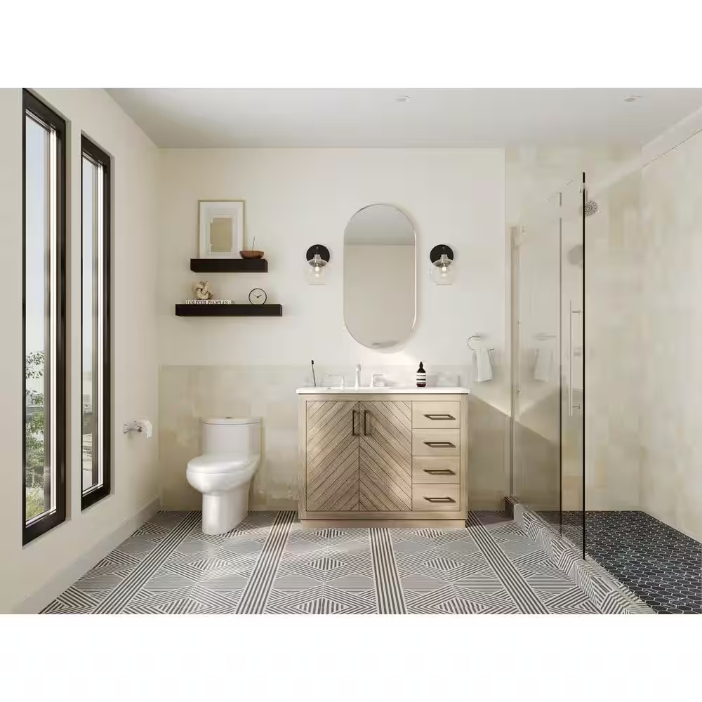 Astoria Black and White 24 In. X 24 In. Matte Porcelain Floor and Wall Tile (4 P