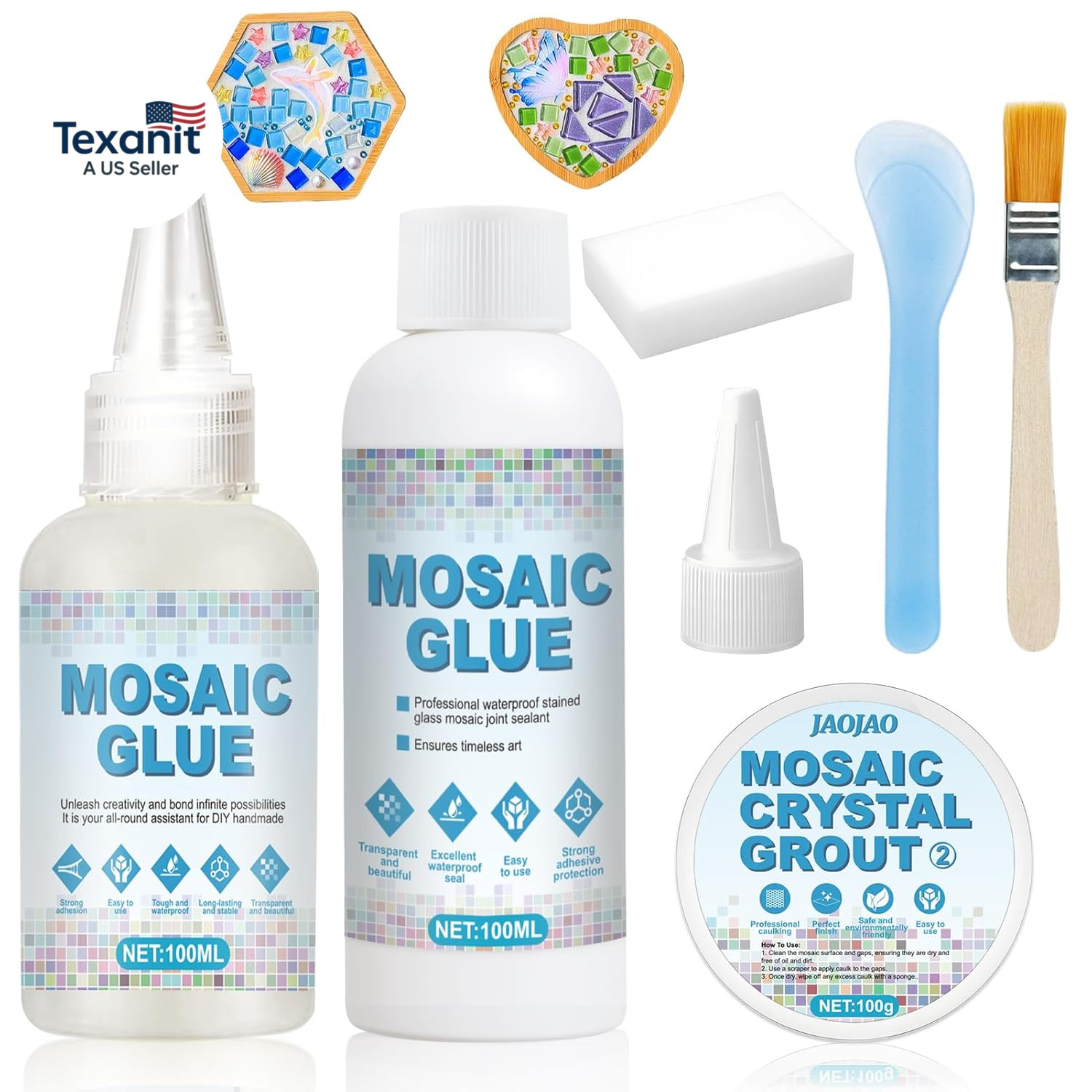 Mosaic Kit, Mosaic Grout, Glue and Seam Sealant Agent Waterproof Strong Adhesive