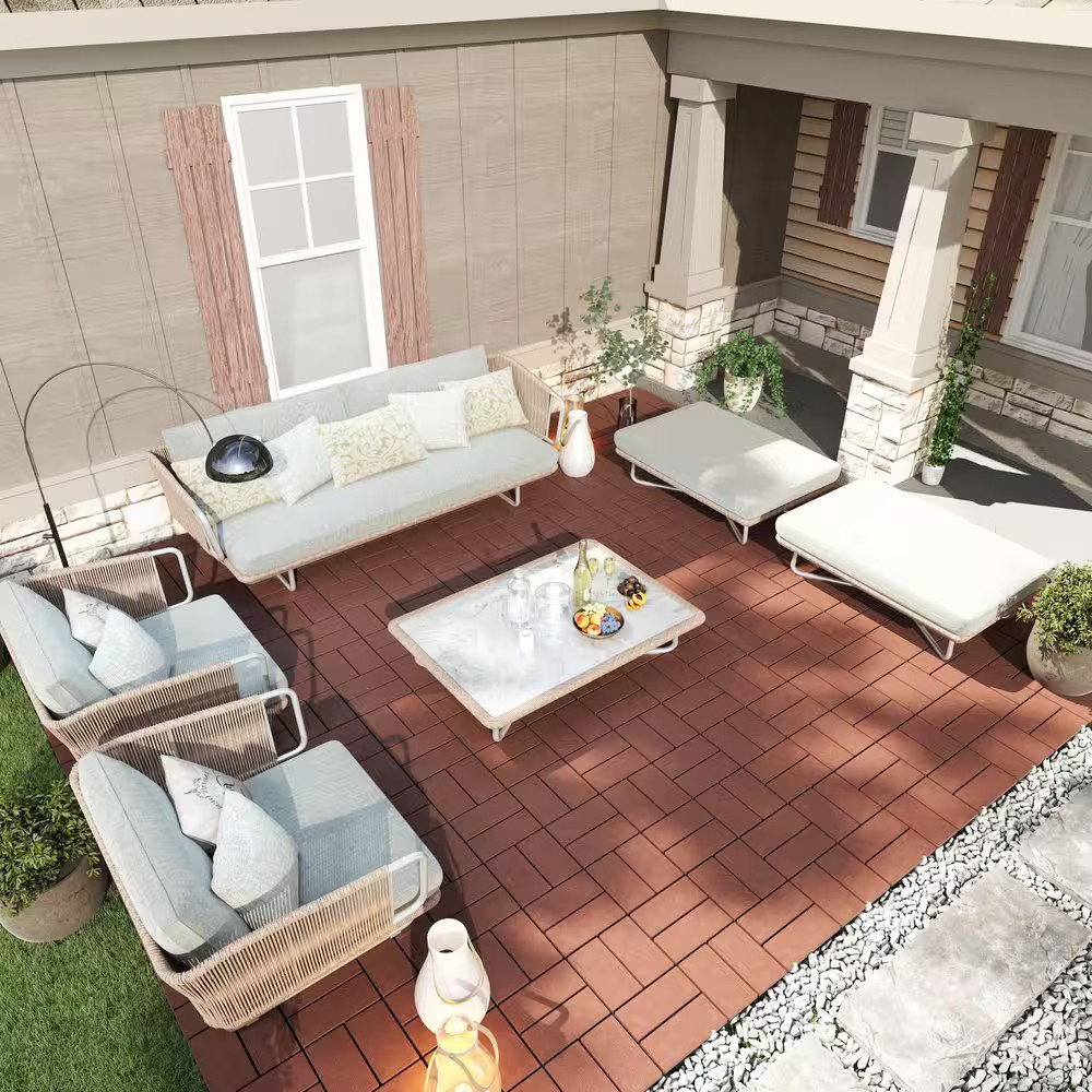 1 Ft. X 1 Ft. Outdoor Plastic Interlocking Deck Tile in Brown (44 Sq. Ft. per Bo