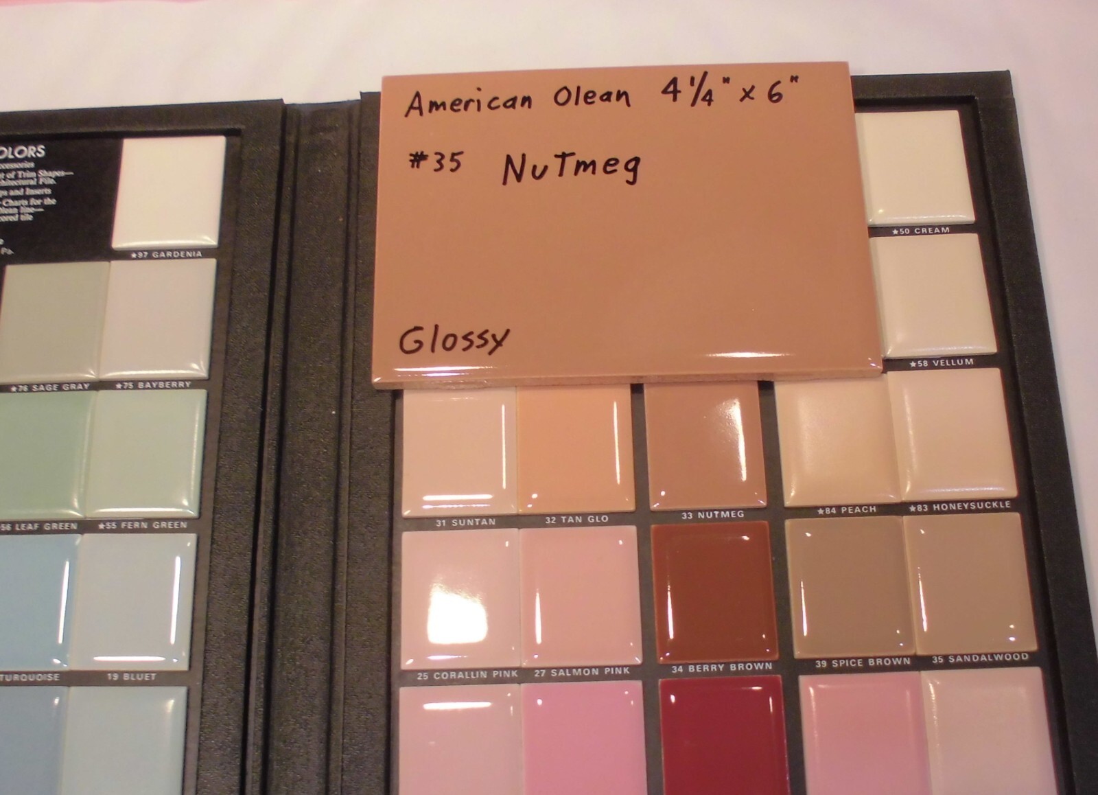 1 pc. *Nutmeg -Brown* Glossy Ceramic Tile #35 by American Olean 4-1/4″ X 6″ NOS