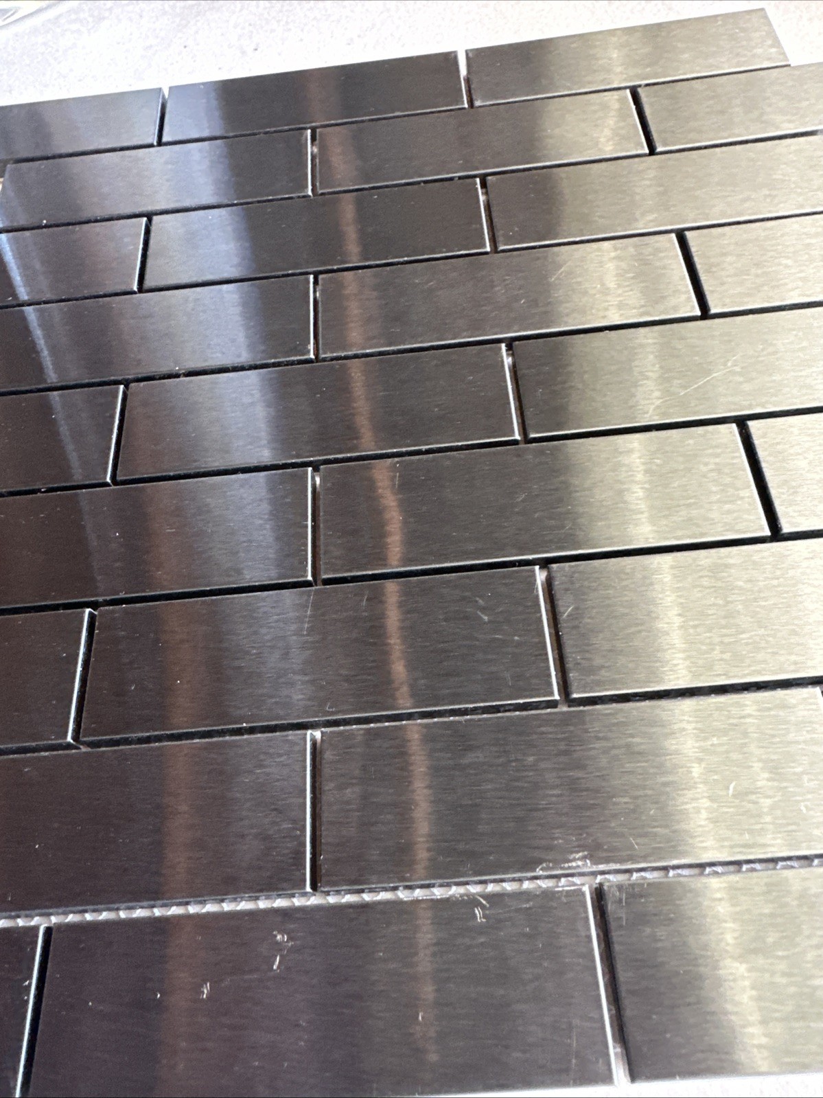 Black Brushed Stainless Aluminum Mosaic 1×4 Mosaic Tile Backsplash Kitchen Bath