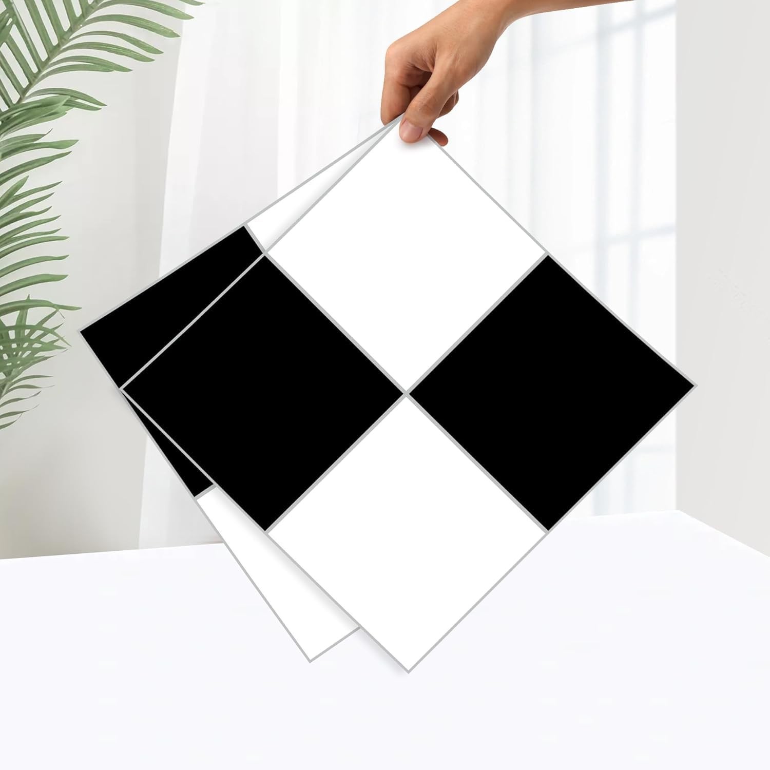 20Sq.Ft Black and White Marble Peel and Stick Vinyl Floor Tiles,20 Tiles – 12…