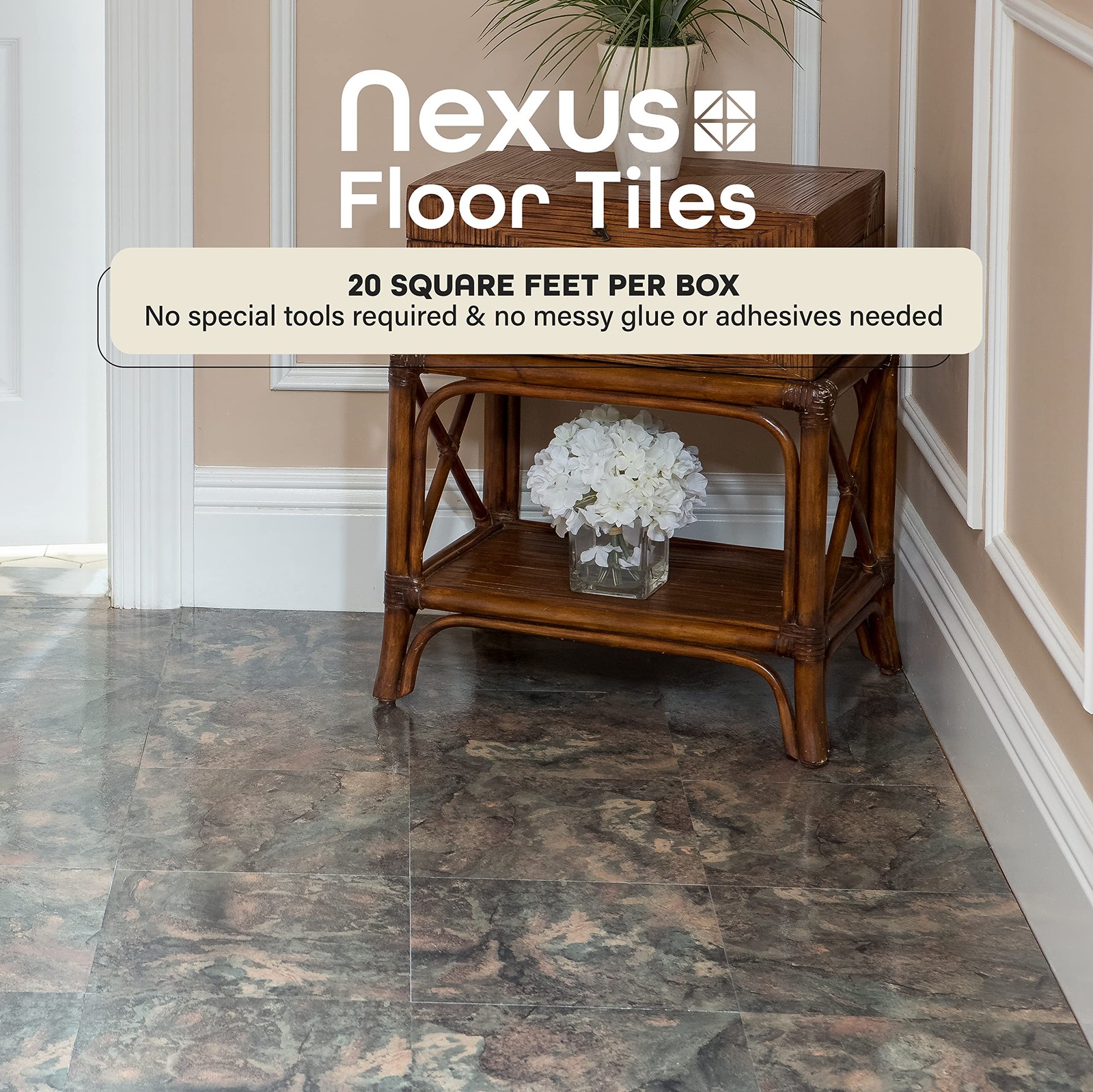 Achim Home Furnishings FTVMA44820 Nexus 12-Inch Vinyl Tile, Dark Slate Marble,