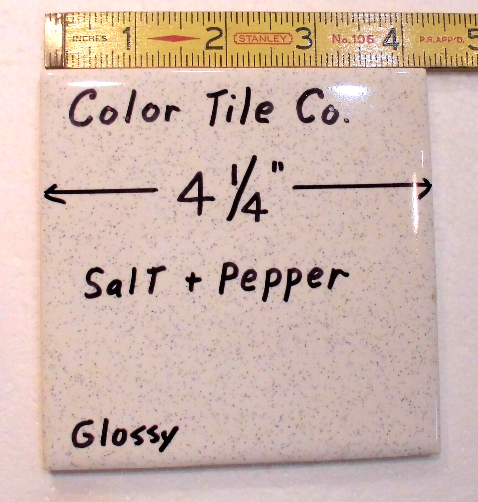 1 pc. Gold Dust: by Color Tile Co. 4-1/4″ Glossy Ceramic Tile: Made 1970’s-90’s