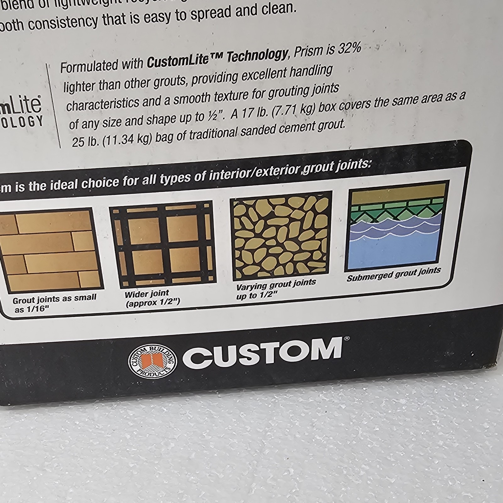 NEW Custom Prism Ultimate Performance Grout – 17 lb Natural Gray Color
