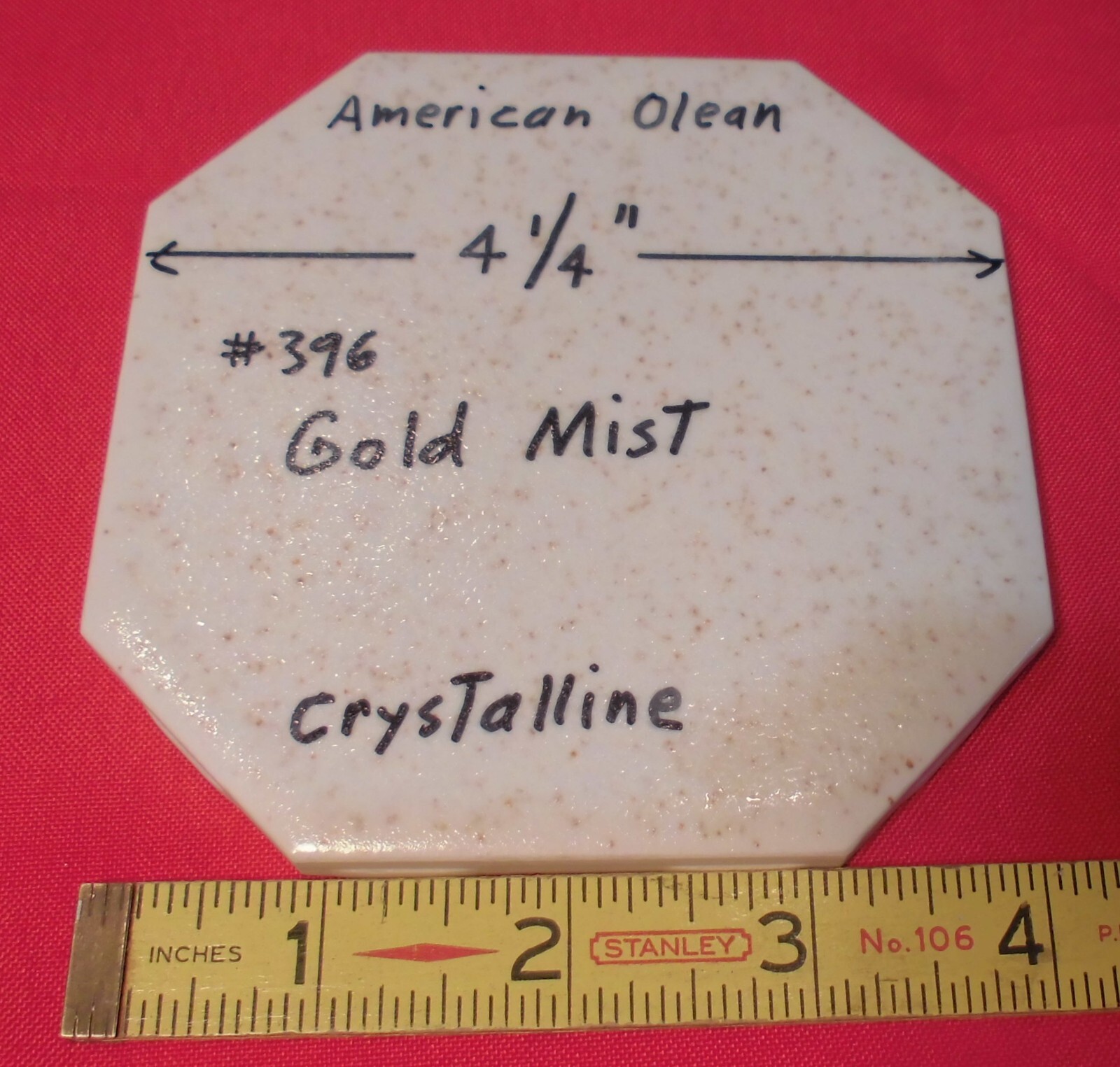 1 pc. Octagon Ceramic Tile 4-1/4″ Gold Mist: Crystalline by American Olean Co.