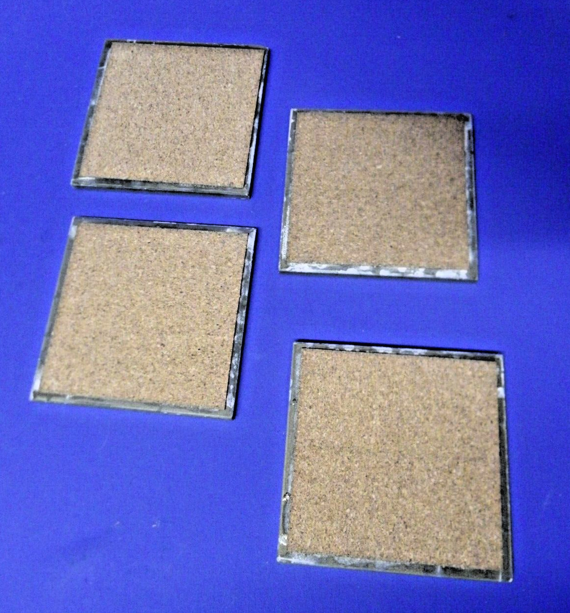 4 Harman Ceramic Drink Coasters Cork Back Black & Metallic Gold “Cheers” New