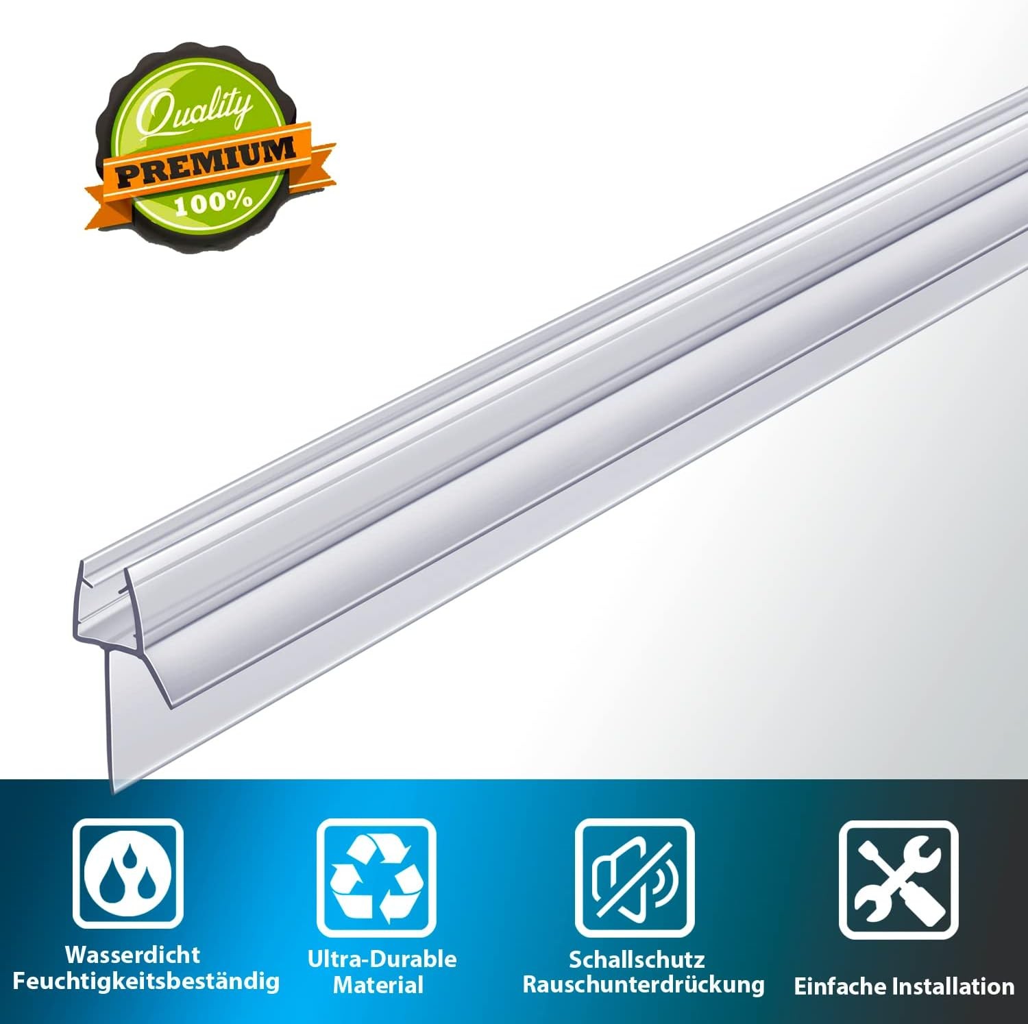 2-Pack Butecare Frameless Shower Door Bottom Ex sweep -3/8'', Clear