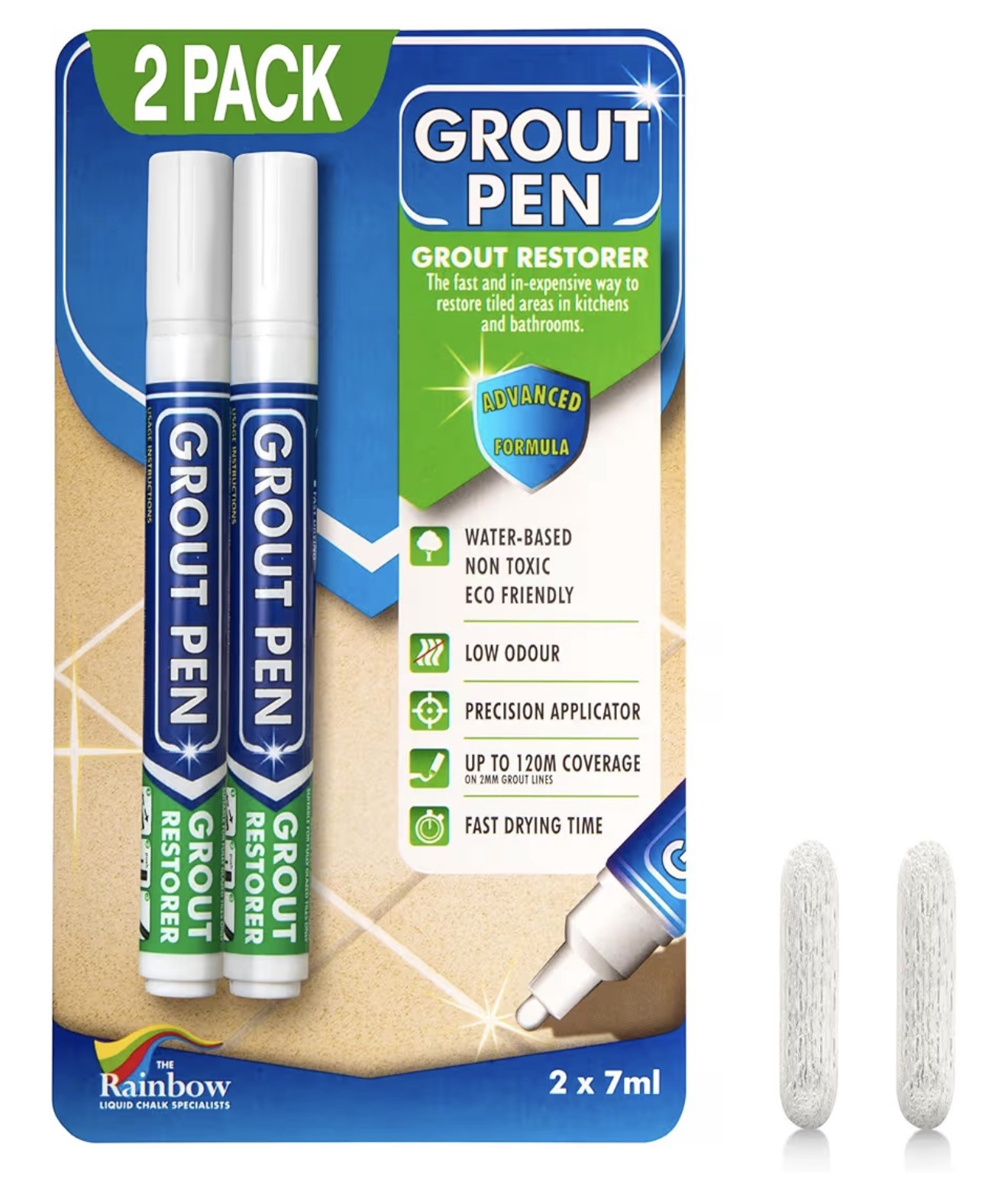 Grout Pen 2-Pack Tile Grout Paint Marker White 5MM Waterproof Anti-Mold Formula