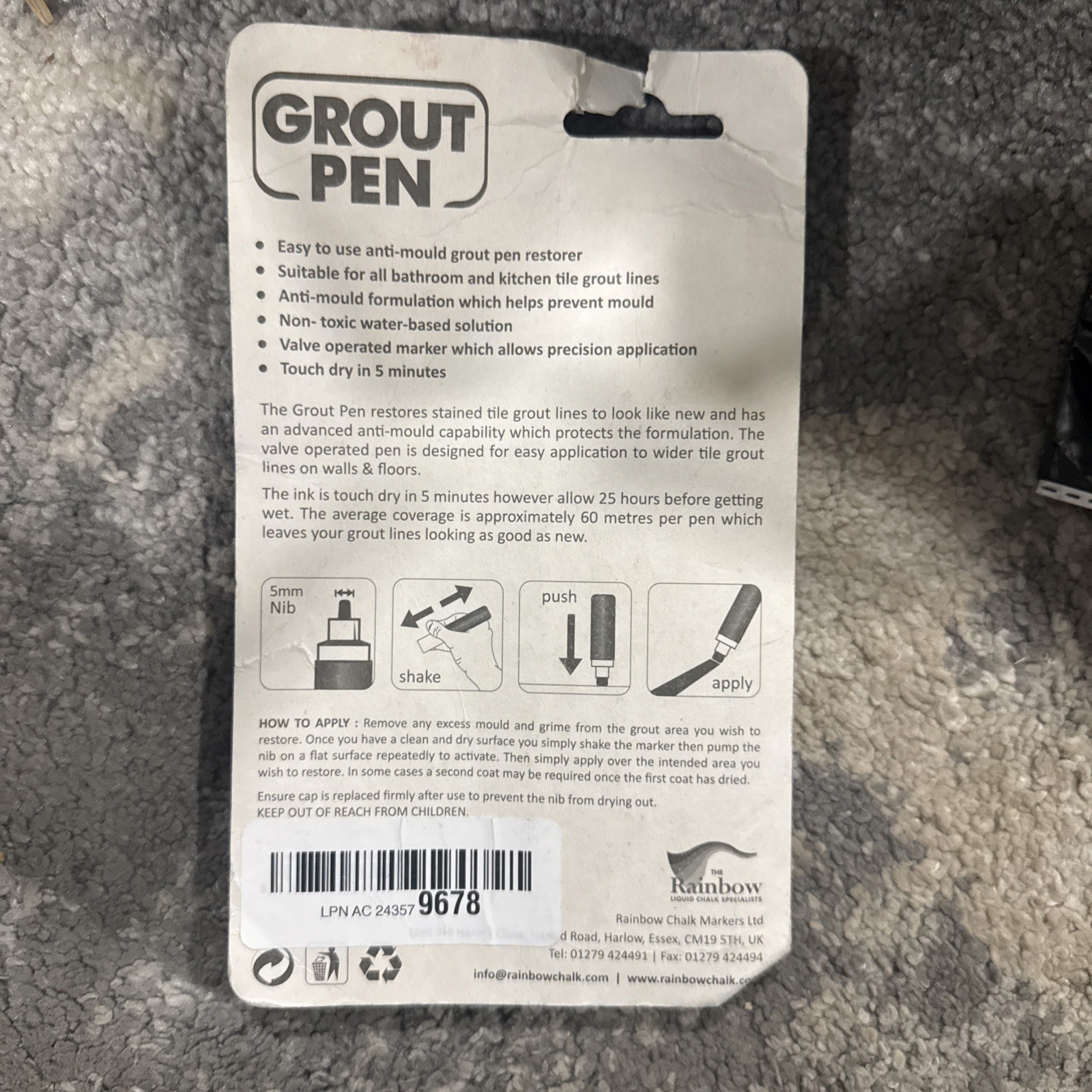 Grout Pen 2-Pack Tile Grout Paint Marker White 5MM Waterproof Anti-Mold Formula