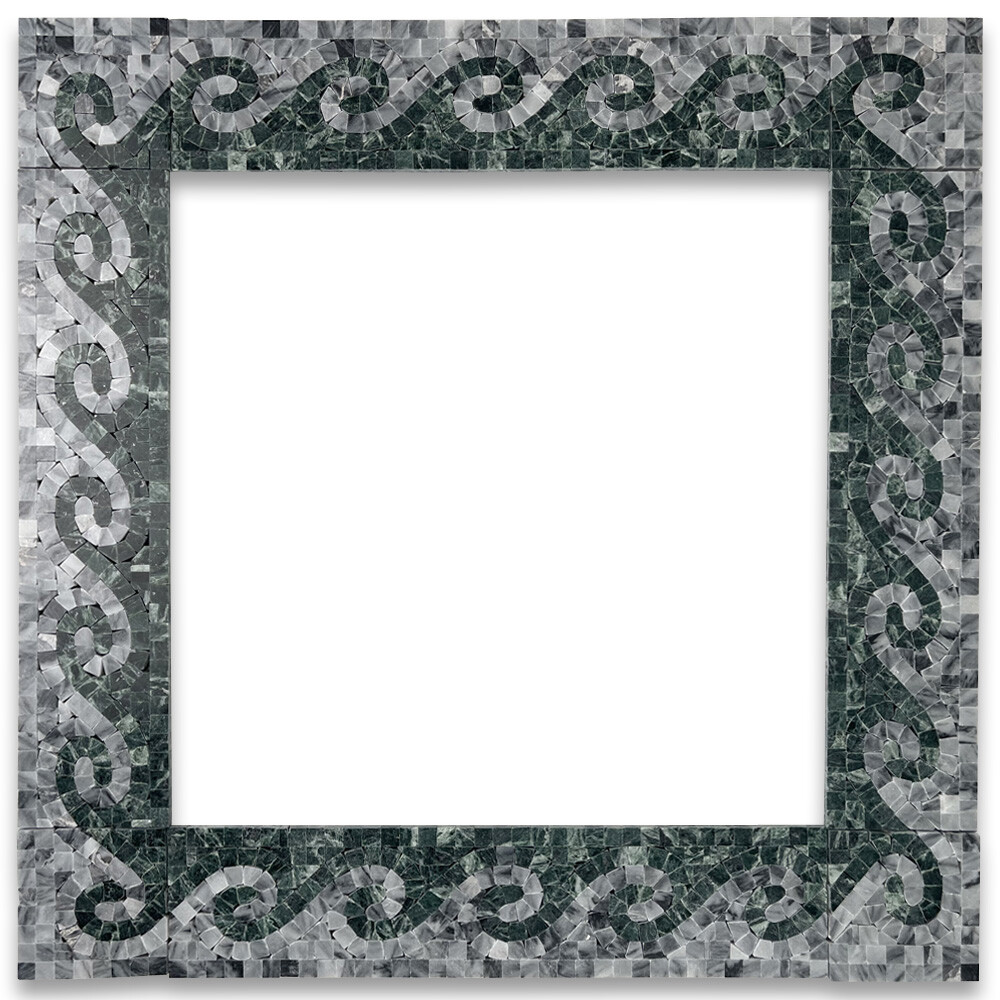 B0081P Marble Mosaic Border Listello Accent Tile Spray Grey 3.1×13.8 Polished