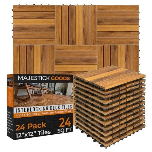 Interlocking Deck Tiles Snap Together Wood Flooring – 12 X 12 Acacia Hardwood Ou