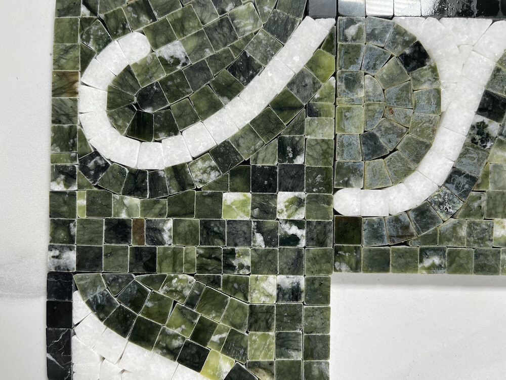 B0015P Marble Mosaic Border Accent Listello Tile Surf Green 4×12 Polished