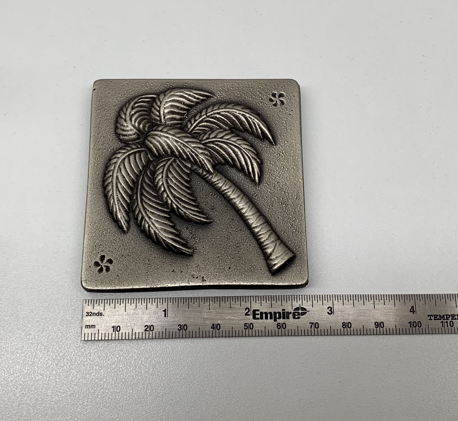 Saint Gaudens 2002 Metal Palm Tree Decorative Tile 2-3/4”