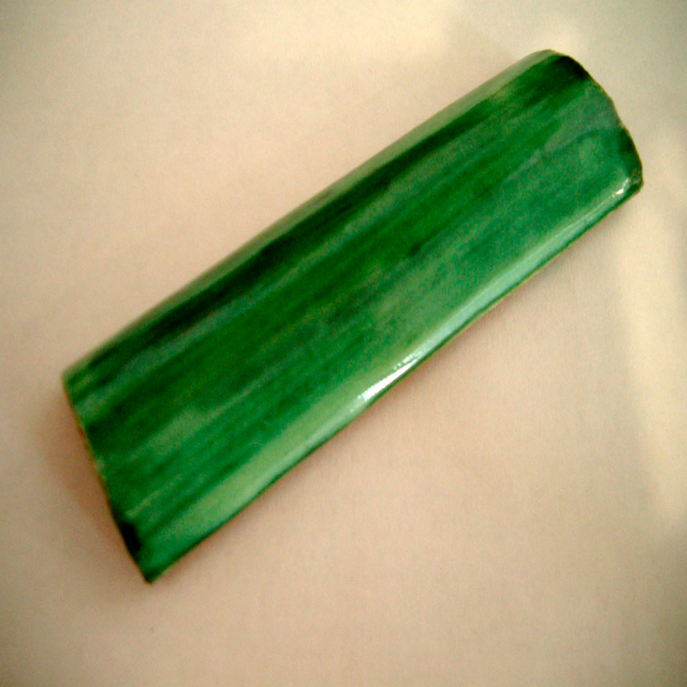 #S001) CERAMIC BULLNOSE MOLDING QUARTER ROUND HANDMADE TRIM TILE WASHED GREEN