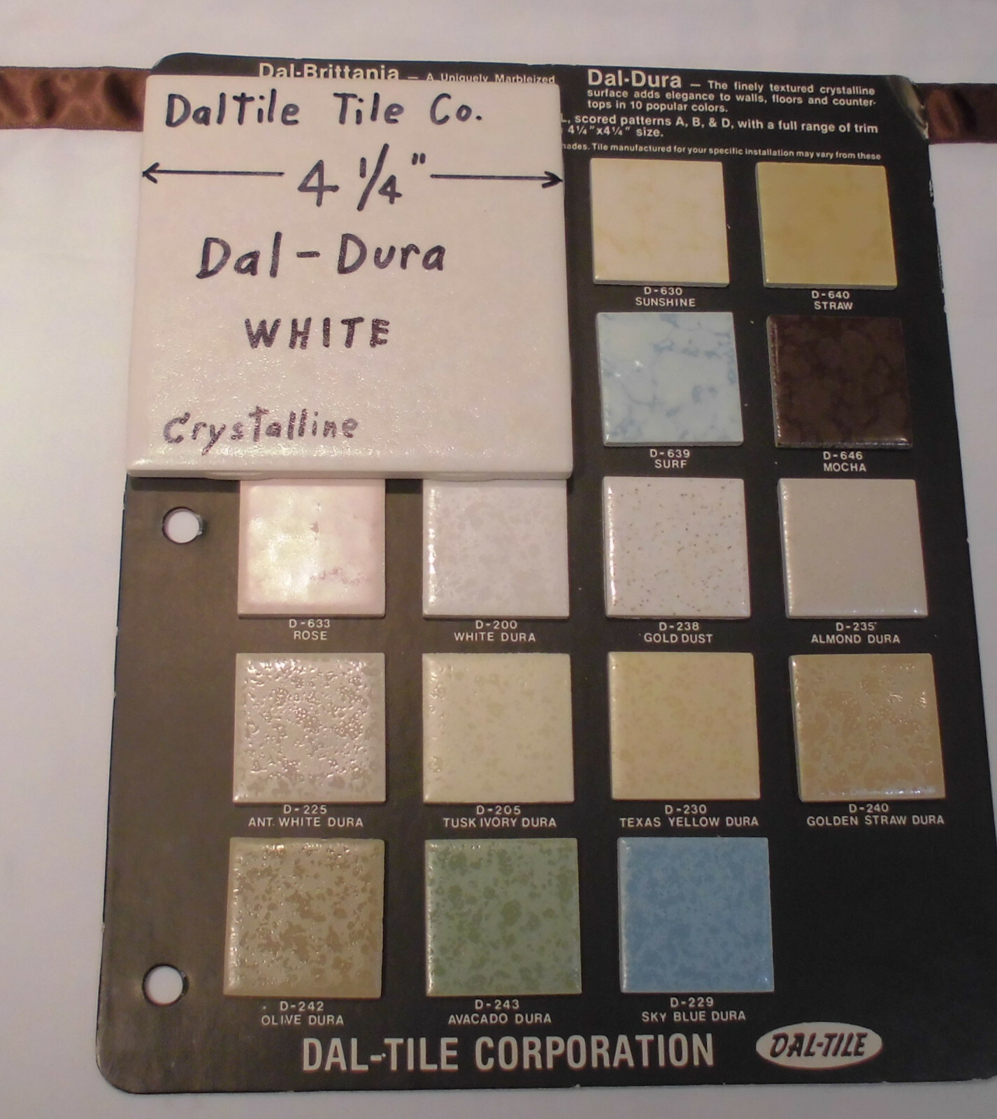 1 pc. *White* Ceramic Tile by Daltile 4-1/4″ Dal-Dura; Crystalline, Matte, New