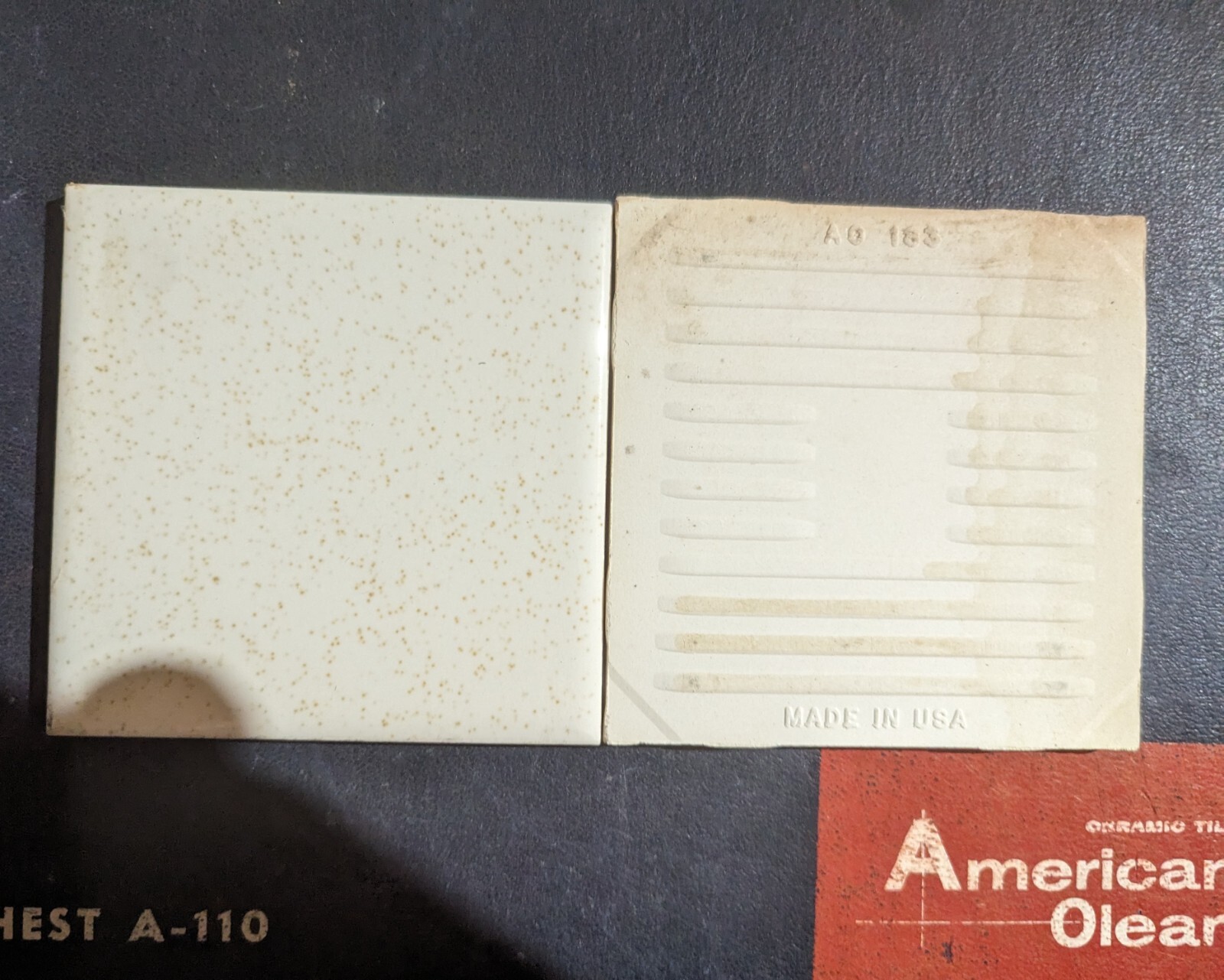 2 pcs American Olean Gloss Gold Mist #48 Gold specks Ceramic Tile 4-1/4″ Square