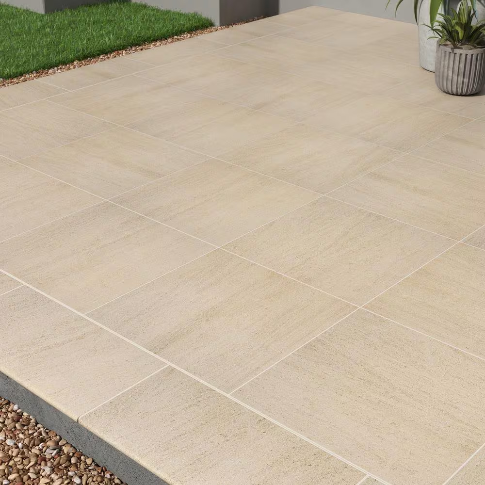 Living Style Beige 2 Cm. X 24 In. X 24 In. Matte Porcelain Stone Look Paver (8 S