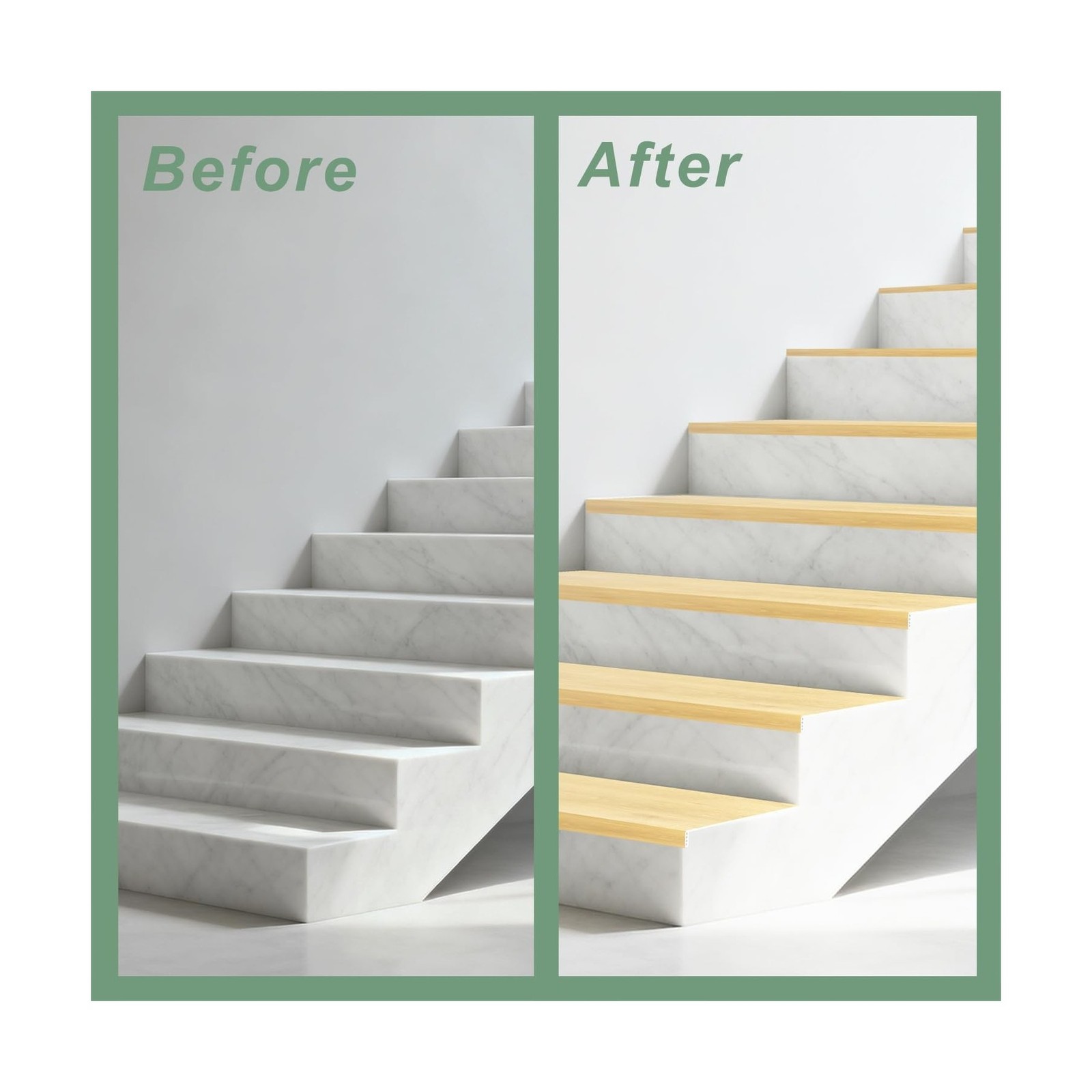 Non Slip Stair Treads for Stair Remodel, 4 Pieces 47×11.8 inch Wood Plastic C…