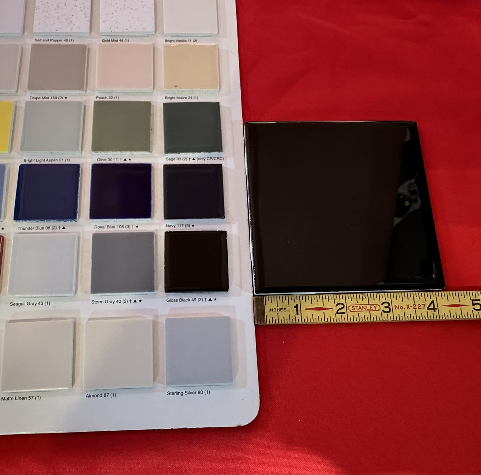 9 pcs. *Glossy Black* 4-1/4″ Ceramic Tiles by American Olean, New Stock, Mirror