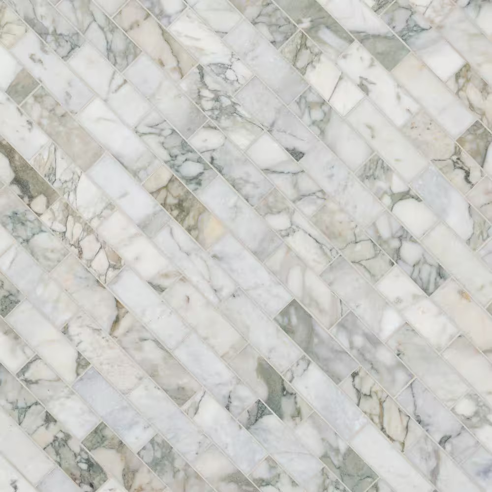 Coranado Green 12 In. X 12 In. Honed Marble Mesh-Mounted Mosaic Floor and Wall T