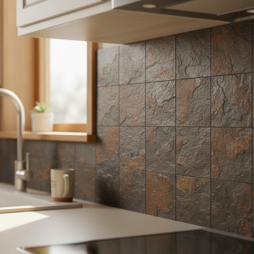 3″ x 6″ Waterproof Peel and Stick Rust Slate Tiles for Elegant Backsplashes