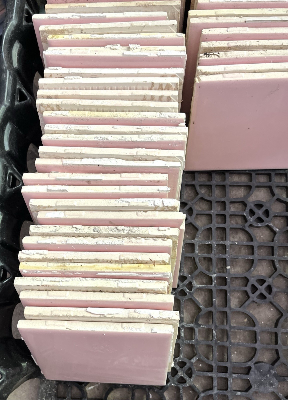 Vtg Lot 100’s-PINK Mosaic Tile USA Company-4 3/8″ Square Ceramic-Reclaimed-Ohio